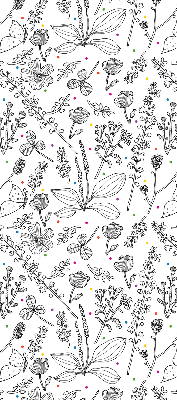 Rolgordijn voor het raam Getekende planten