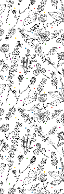 Rolgordijn voor het raam Getekende planten