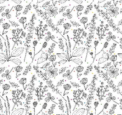 Rolgordijn voor het raam Getekende planten