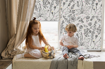 Rolgordijn voor het raam Getekende planten