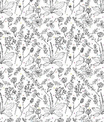 Rolgordijn voor het raam Getekende planten