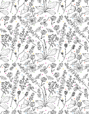 Rolgordijn voor het raam Getekende planten