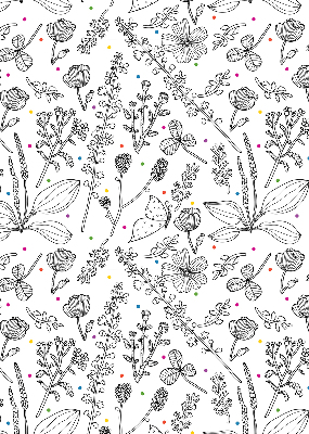 Rolgordijn voor het raam Getekende planten