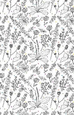 Rolgordijn voor het raam Getekende planten
