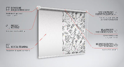 Rolgordijn voor het raam Getekende planten