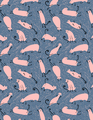 Rolgordijn verduisterend Roze katten