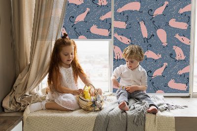 Rolgordijn verduisterend Roze katten