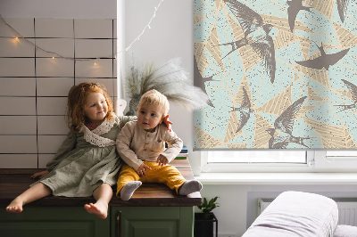 Rolgordijn voor het raam Zwaluwen