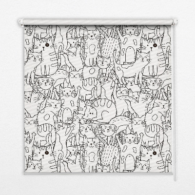 Rolgordijn voor het raam Getekende katten