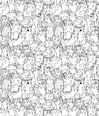 Rolgordijn voor het raam Getekende katten