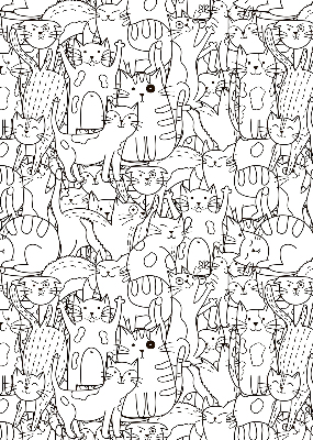 Rolgordijn voor het raam Getekende katten