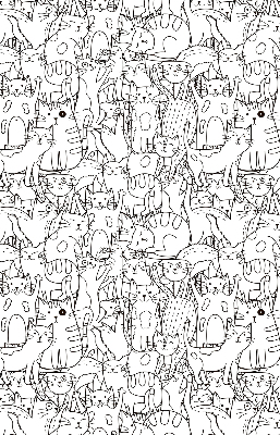 Rolgordijn voor het raam Getekende katten