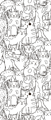 Rolgordijn voor het raam Getekende katten