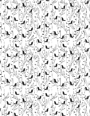 Rolgordijn voor het raam Getekende vogels en bomen