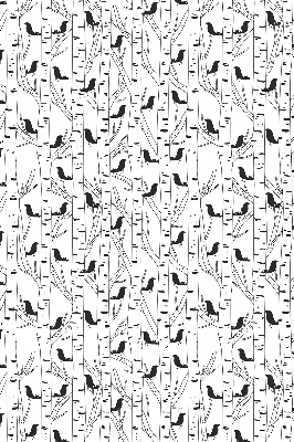 Rolgordijn voor het raam Getekende vogels en bomen