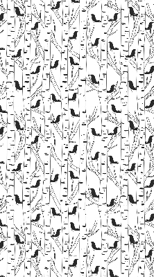 Rolgordijn voor het raam Getekende vogels en bomen