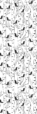 Rolgordijn voor het raam Getekende vogels en bomen