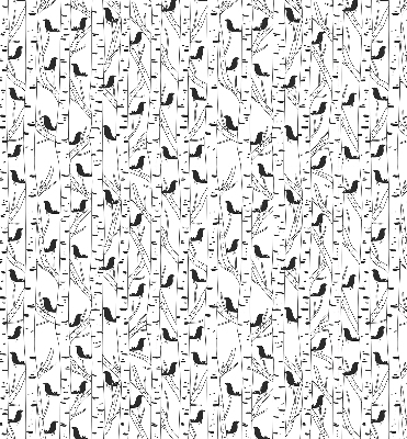 Rolgordijn voor het raam Getekende vogels en bomen