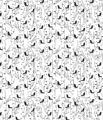 Rolgordijn voor het raam Getekende vogels en bomen