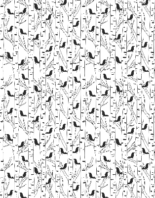 Rolgordijn voor het raam Getekende vogels en bomen