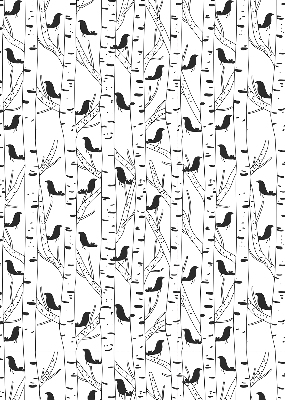 Rolgordijn voor het raam Getekende vogels en bomen