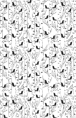 Rolgordijn voor het raam Getekende vogels en bomen