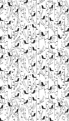 Rolgordijn voor het raam Getekende vogels en bomen