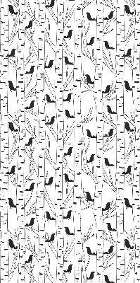 Rolgordijn voor het raam Getekende vogels en bomen