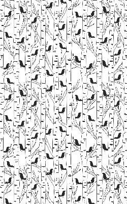 Rolgordijn voor het raam Getekende vogels en bomen