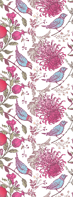 Rolgordijn verduisterend Kleurrijke vogels tussen de bloemen