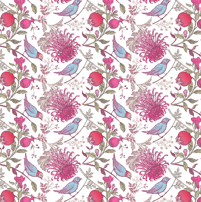 Rolgordijn verduisterend Kleurrijke vogels tussen de bloemen