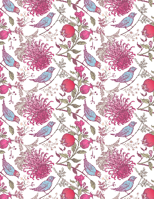 Rolgordijn verduisterend Kleurrijke vogels tussen de bloemen