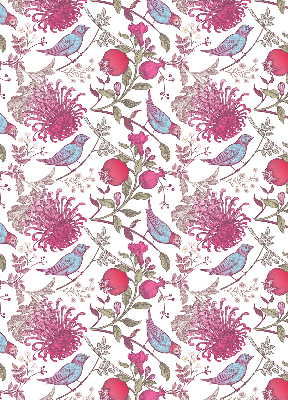 Rolgordijn verduisterend Kleurrijke vogels tussen de bloemen