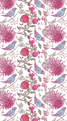 Rolgordijn verduisterend Kleurrijke vogels tussen de bloemen