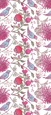 Rolgordijn verduisterend Kleurrijke vogels tussen de bloemen