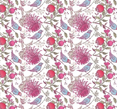 Rolgordijn verduisterend Kleurrijke vogels tussen de bloemen