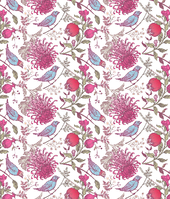 Rolgordijn verduisterend Kleurrijke vogels tussen de bloemen