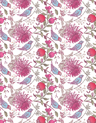 Rolgordijn verduisterend Kleurrijke vogels tussen de bloemen