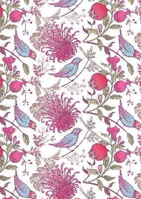 Rolgordijn verduisterend Kleurrijke vogels tussen de bloemen