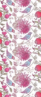 Rolgordijn verduisterend Kleurrijke vogels tussen de bloemen