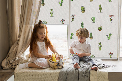 Rolgordijn voor het raam Cactussen