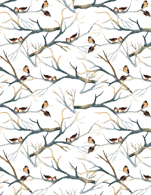 Rolgordijn voor het raam Vogels op een boom