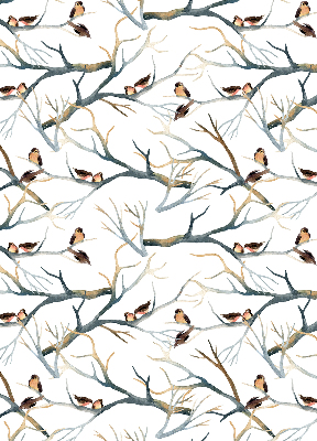 Rolgordijn voor het raam Vogels op een boom