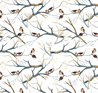 Rolgordijn voor het raam Vogels op een boom