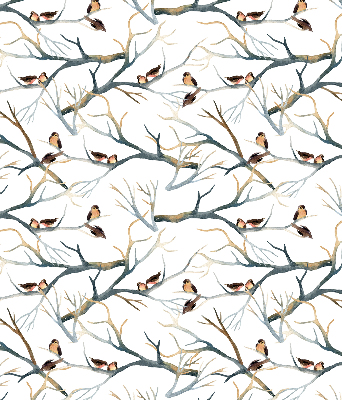 Rolgordijn voor het raam Vogels op een boom