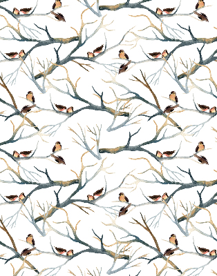 Rolgordijn voor het raam Vogels op een boom