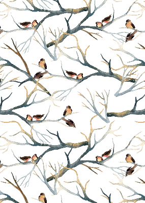 Rolgordijn voor het raam Vogels op een boom