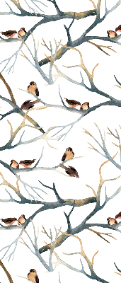 Rolgordijn voor het raam Vogels op een boom