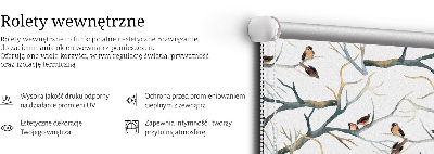 Rolgordijn voor het raam Vogels op een boom