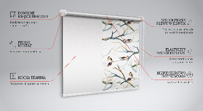 Rolgordijn voor het raam Vogels op een boom